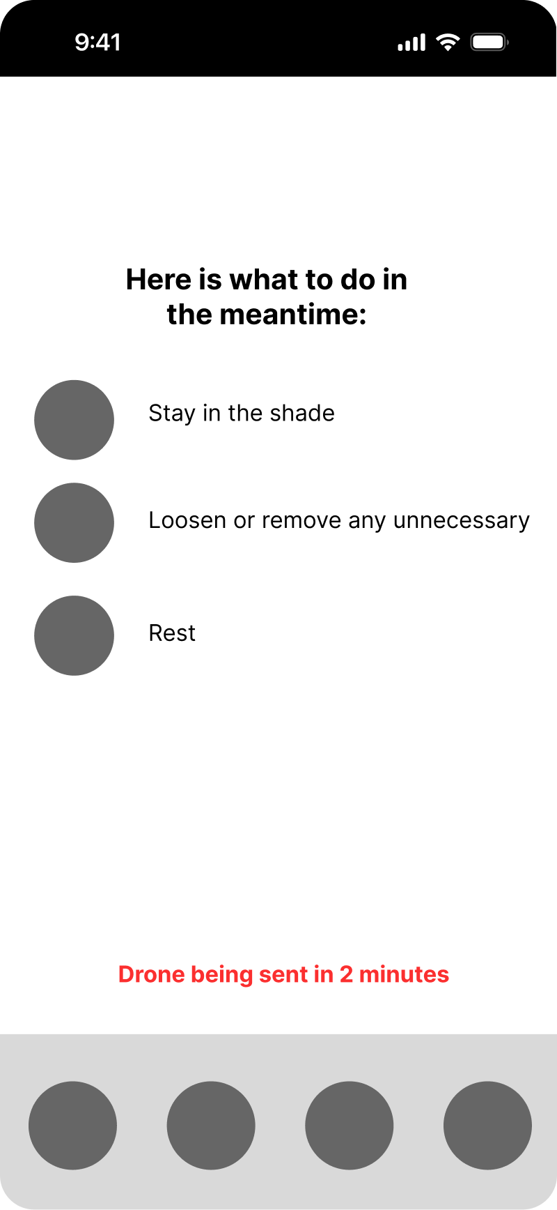 Interim guidance screen with simple waiting instructions