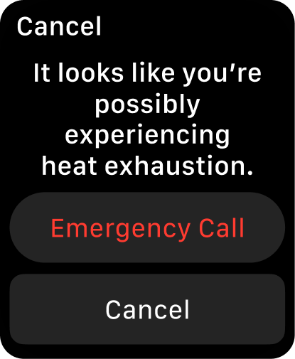 Apple Watch emergency heat exhaustion alert