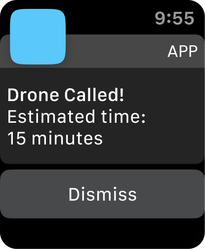Apple Watch notification showing drone arrival time